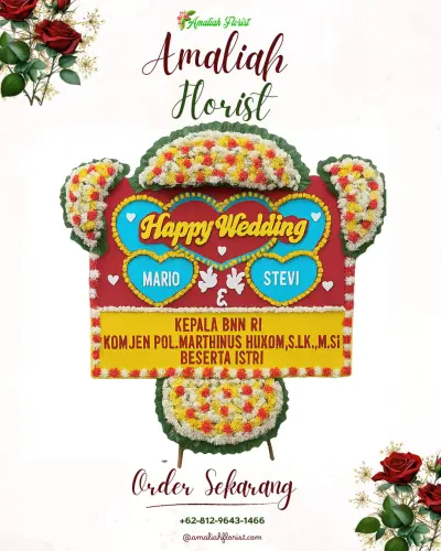Karangan Papan Bunga Pernikahan di Kalimandi